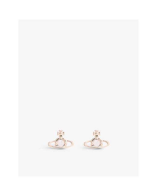Vivienne Westwood Natural Nano Solitaire Rose Gold-plated Brass And Crystal Stud Earrings
