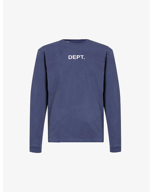 GALLERY DEPT. Blue Logo-print Long-sleeved Cotton-jersey T-shirt X for men