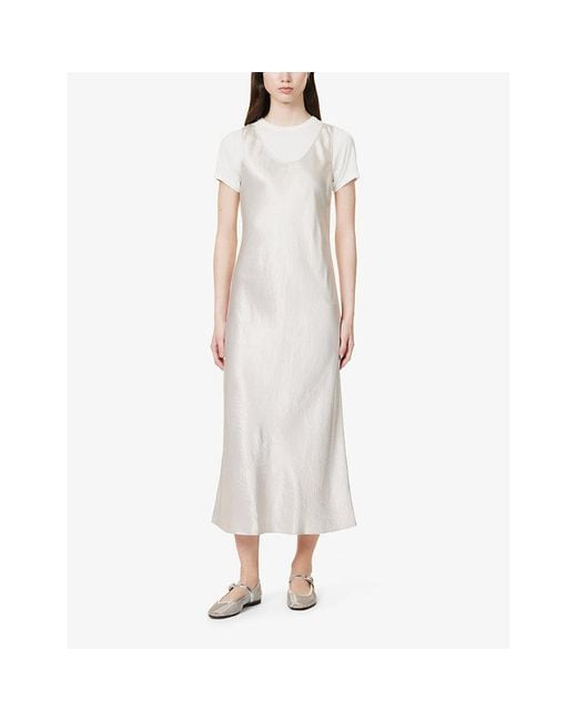 Max Mara White Talete Sleeveless Satin Midi Dress