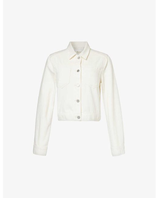 PAIGE White Vivienne Patch-pocket Denim-blend Jacket