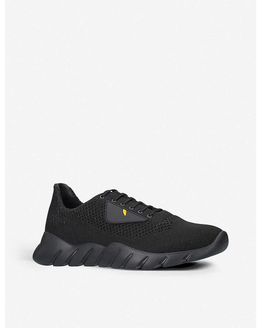 black knit runner trainers