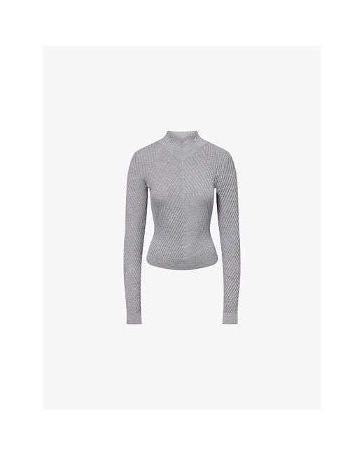 Victoria Beckham Gray Georgia Ribbed-Knit Wool Jumper