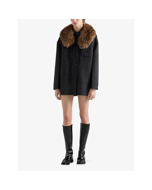 Prada Blue Single-Breasted Double Cashmere-Wool Caban Jacket