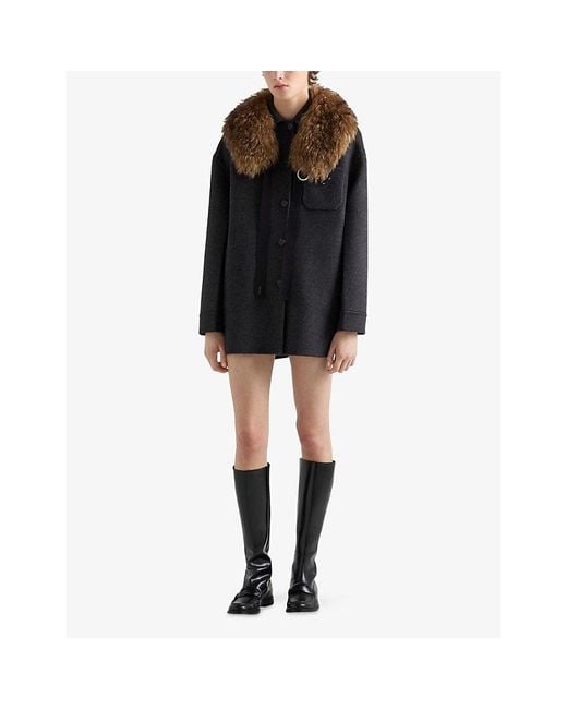 Prada Blue Single-Breasted Double Cashmere-Wool Caban Jacket