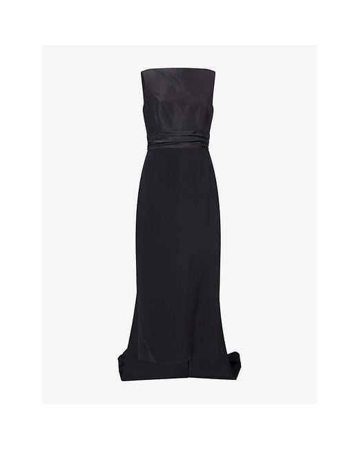 Carolina Herrera Blue Column Bow-Embellished Crepe Maxi Dress