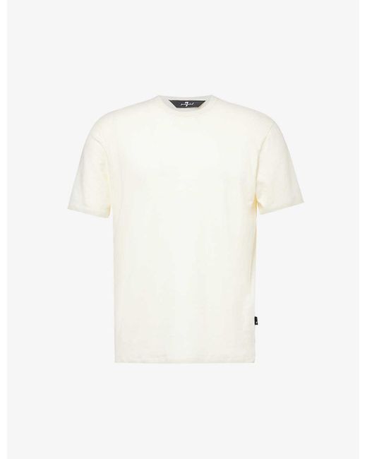 7 For All Mankind White Branded-patch Short-sleeved Stretch-linen Jersey T-shirt X for men