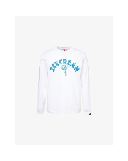 ICECREAM Blue Cone Text-Print Cotton T-Shirt for men
