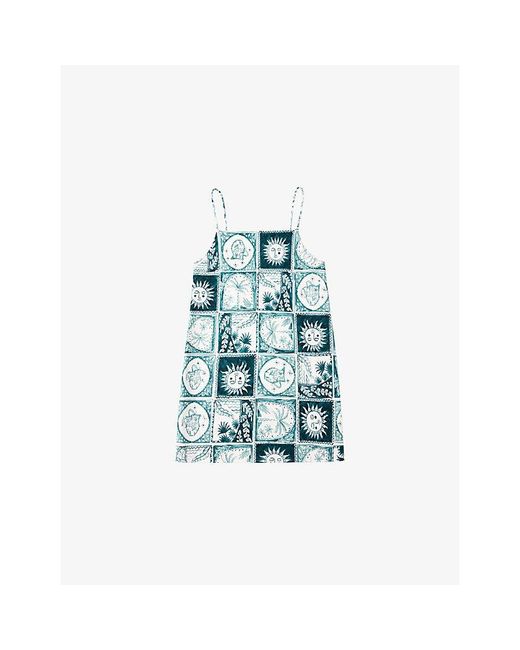 Ro&zo Blue Zodiac-Print Longline Camisole Top