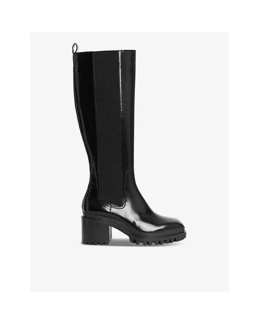 AllSaints Natalia Shine Chunkyheel Patentleather Kneehigh Boots in