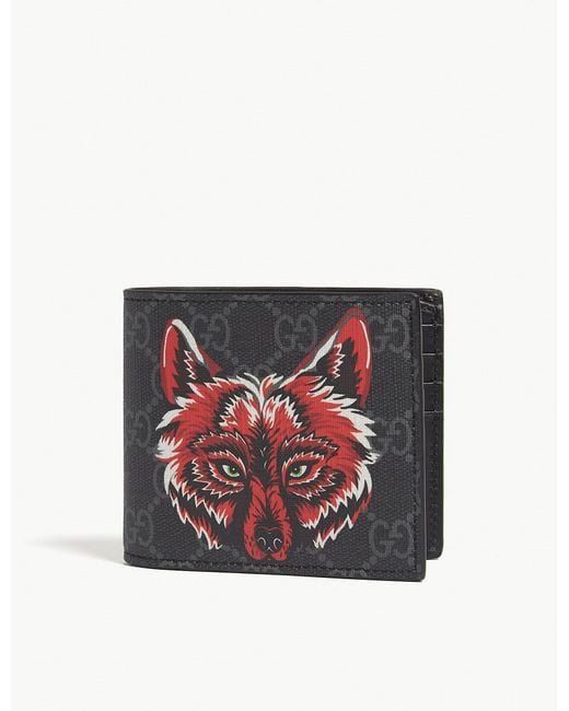 Gucci Red GG Supreme Wallet With Wolf for men