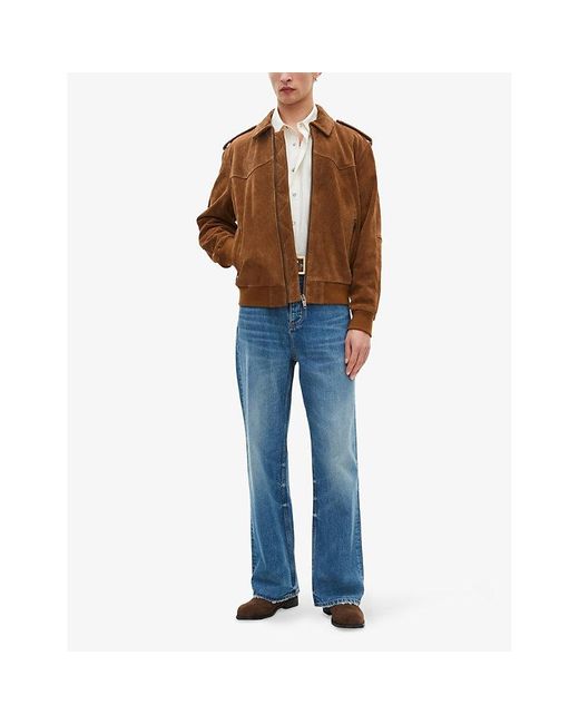 The Kooples Classic-Collar Western Suede Jacket in Brown for Men