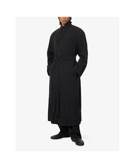 Fear Of God Black Unlined Longline Woven Overcoat for men