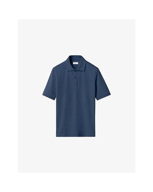 Eton of Sweden Blue Short-Sleeved Cotton-Piqué Polo Shirt for men