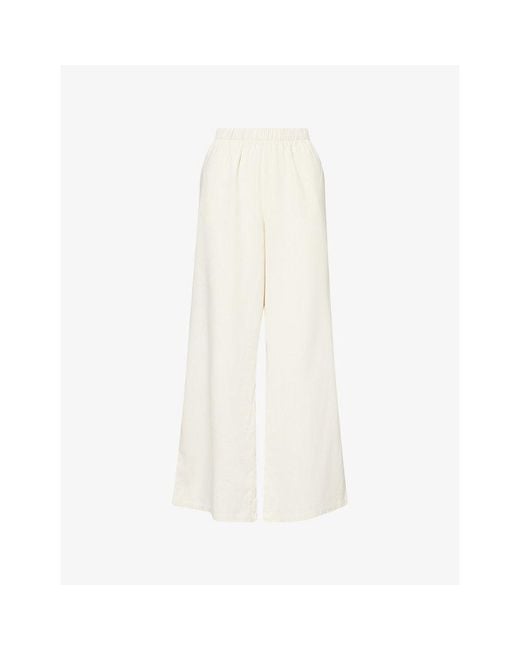 PAIGE White Jude Wide-Leg Silk-Blend Trousers