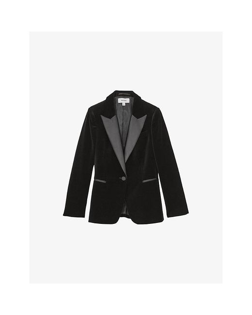 Reiss Black Myrtle Single-Breasted Velvet Blazer
