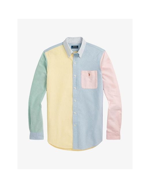 Polo Ralph Lauren Blue Colour-Block Cotton Sport Shirt for men