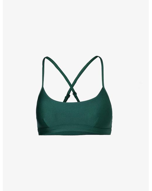 Alo Yoga Green Airlift Intrigue Scoop-neck Stretch-woven Bra
