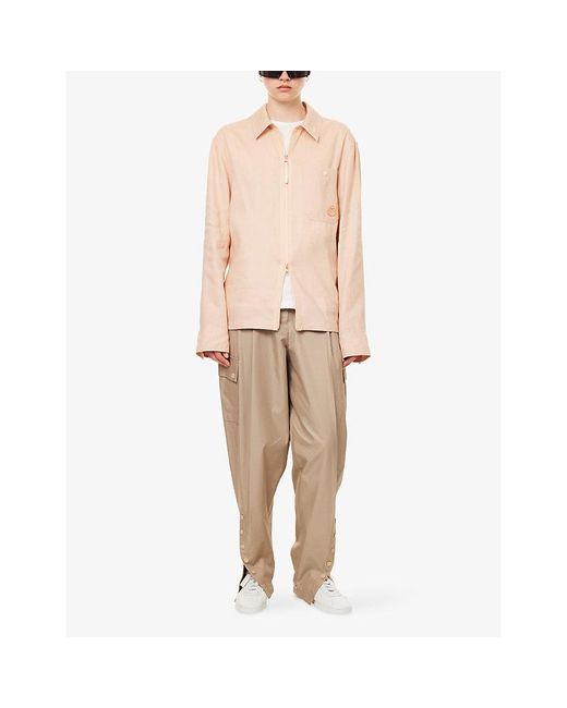 Moncler Genius Natural Moncler X Gilga Farm By Donald Glover Logo-Patch Linen-Blend Shirt for men