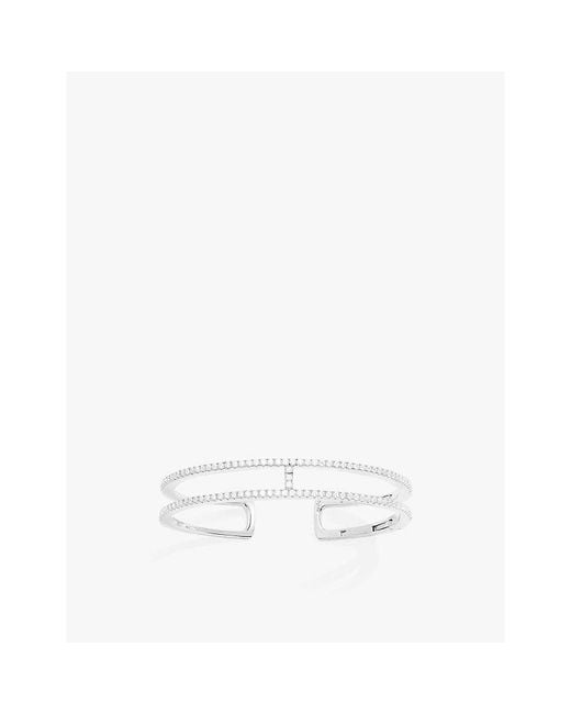 Apm Monaco White Double Line Pavé Sterling- And Cubic Zirconia Cuff