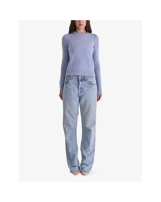 House Of Cb Blue Abbie Crewneck Merino-Wool Jumper