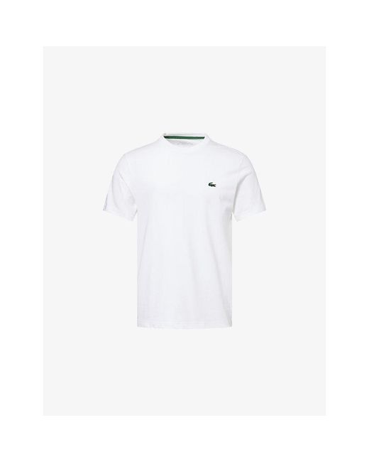 Lacoste White Graphic-Print Cotton T-Shirt for men