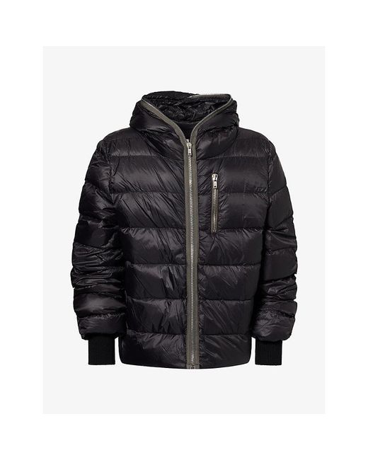 Rick Owens Black Zip-Pocket Hooded Puffer Jacket for men