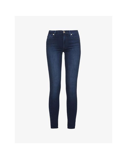 7 For All Mankind Blue Slim Illusion Super-Skinny High-Rise Jeans