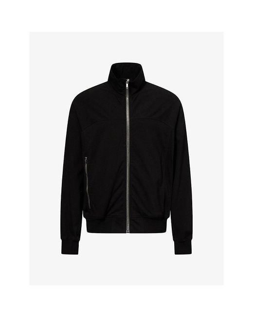 Rick Owens Black Funnel Neck Slip-Pocket Cotton Jacket for men