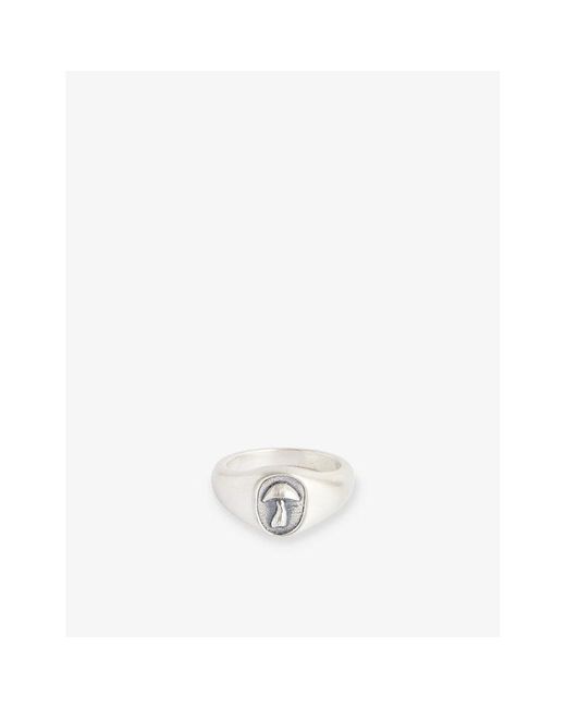 Serge Denimes White Mushroom 925 Sterling- Signet Ring for men