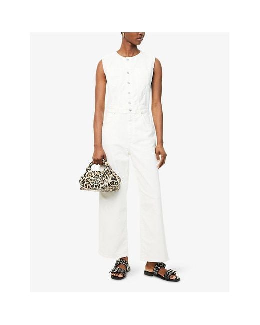 PAIGE White Cirie Sleevless Denim Jumpsuit