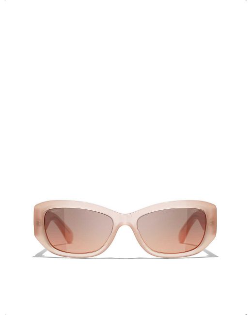 Chanel Pink Rectangle Sunglasses