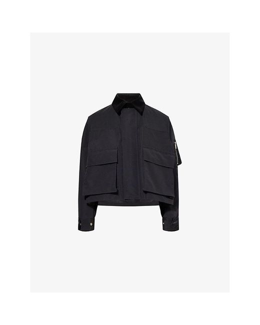 【関税&送料込】Sacai Black Grosgrain Oversize Jacket Sacai Grosgrain & Twill Blouson Jacket in Black | Lyst
