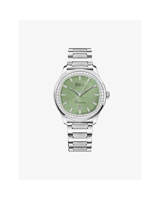 Piaget Green Polo Stainless-Steel And 0.08Ct Diamond Automatic Watch 36Mm