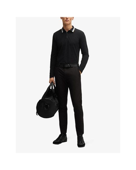 Boss Black Logo-Embroidered Slim-Fit Cotton-Jersey Polo Shirt for men