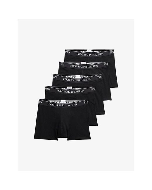 Polo Ralph Lauren Black Classic Pack Of Five Stretch-Cotton Trunks for men
