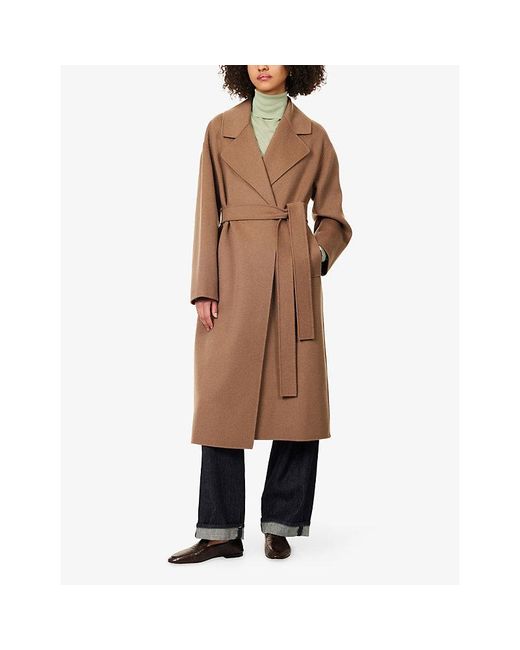 Max Mara Natural Long Brushed Wool Coat