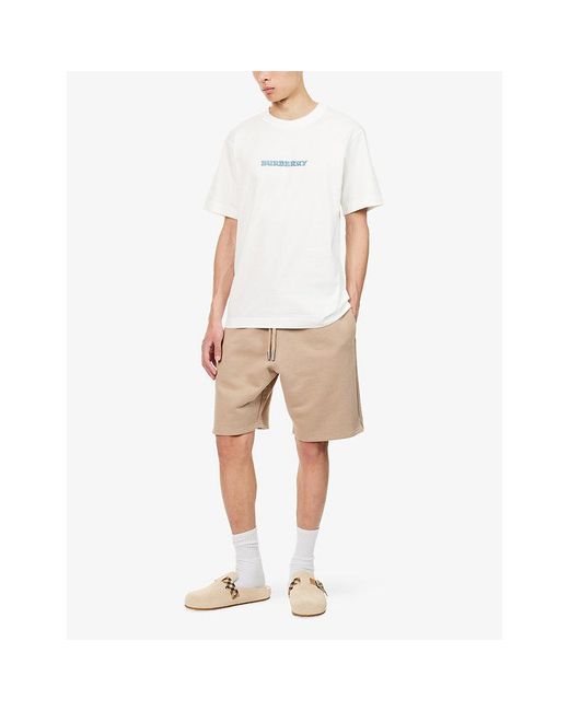 Burberry White Heritage Logo Cotton-Jersey T-Shirt for men