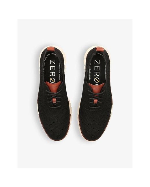 Cole Haan Black Zerøgrand Wingtip Stitchlite Knitted Oxford Shoes for men