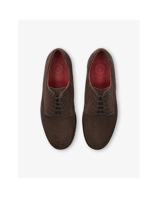GRENSON Brown Curt Suede Derby Shoes for men