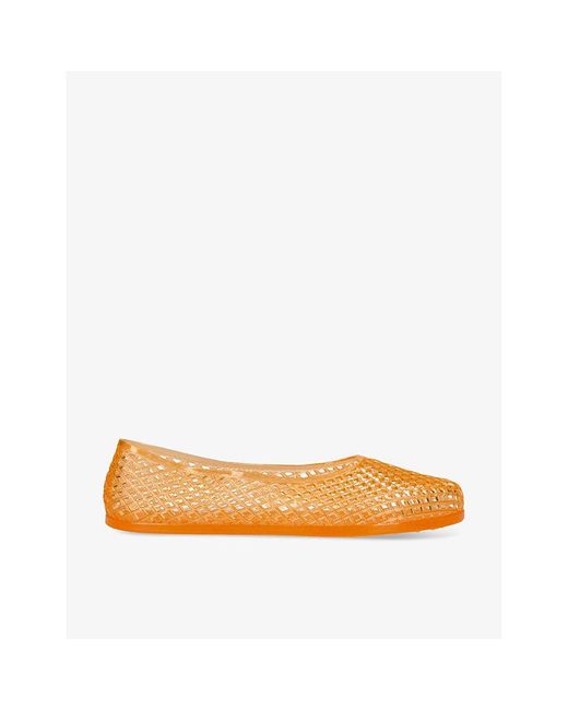 Ancient Greek Sandals Orange Iro Mesh-Textured Pvc Flats