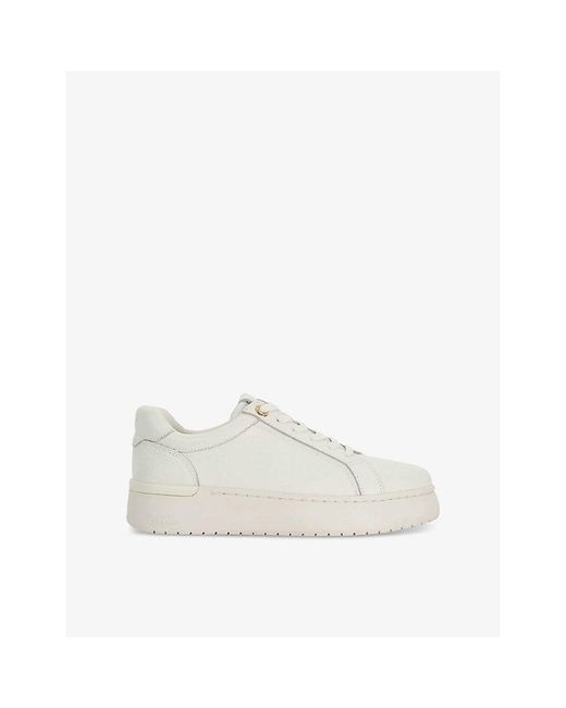 Dune White Emeelia Leather Low-Top Trainers