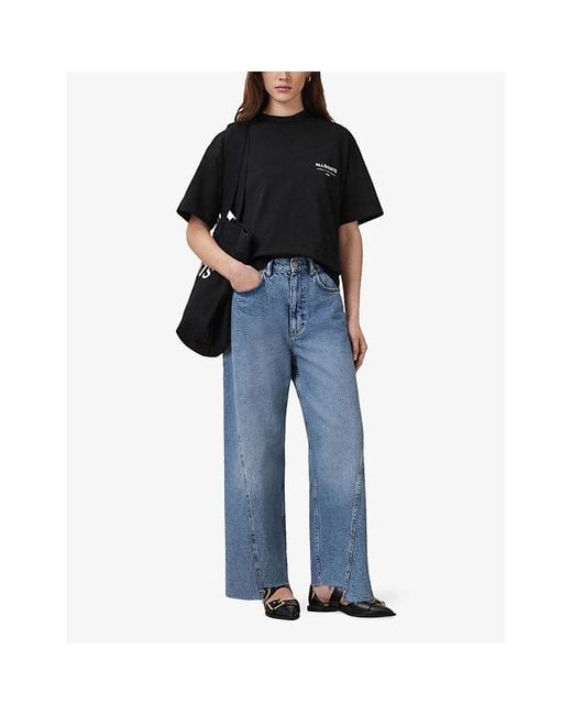 AllSaints Black Etta Branded-Print Cotton-Jersey T-Shirt