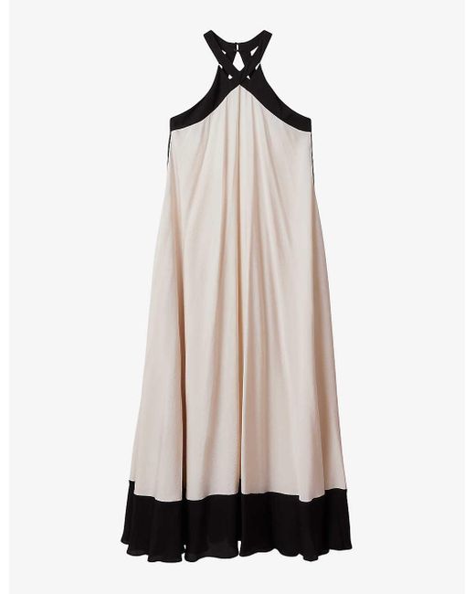 Reiss Natural Aubree Colour-block Relaxed-fit Woven Maxi Dress