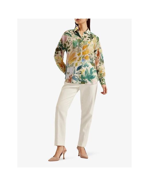 Ted Baker Green Piccola Floral-print Relaxed-fit Woven Shirt