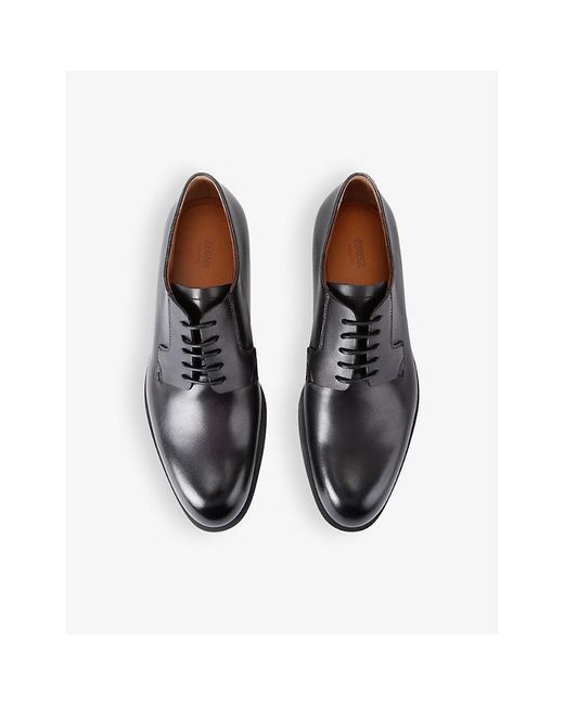 Zegna Black New Classic Flex Leather Derby Shoes for men