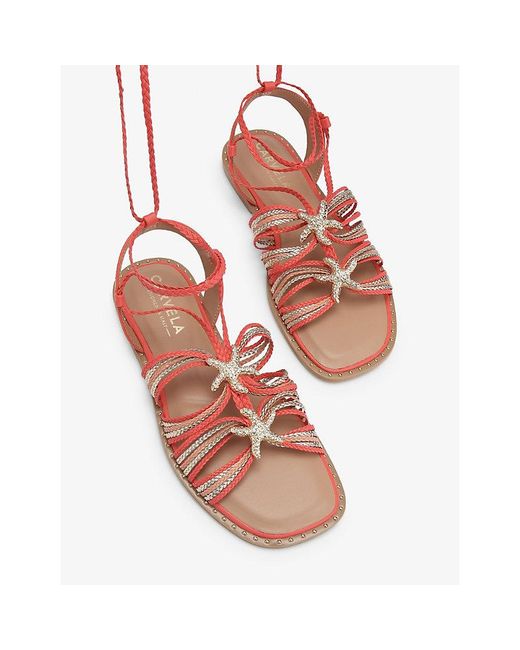Carvela Kurt Geiger Red Marina Faux-Leather Sandals