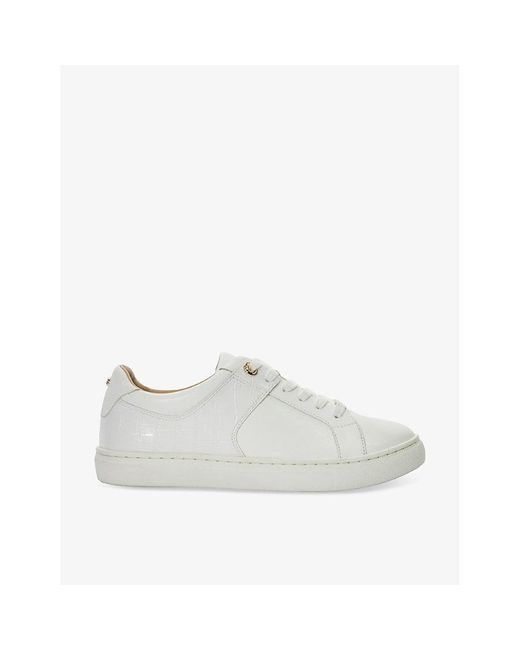Dune White Elodic Faux-leather Low-top Trainers