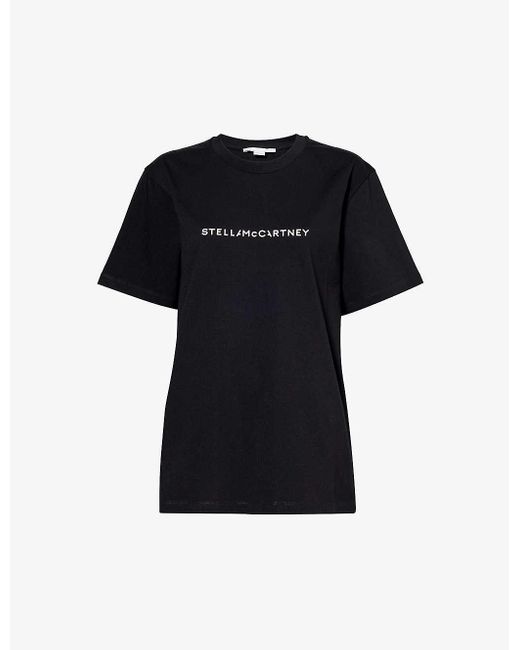 Stella McCartney Black Stella Iconics Brand-print Cotton-jersey T-shirt