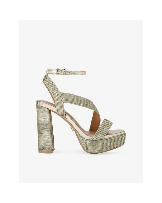 Carvela Kurt Geiger Metallic Gala Jewel-Embellished Woven Platform Sandal