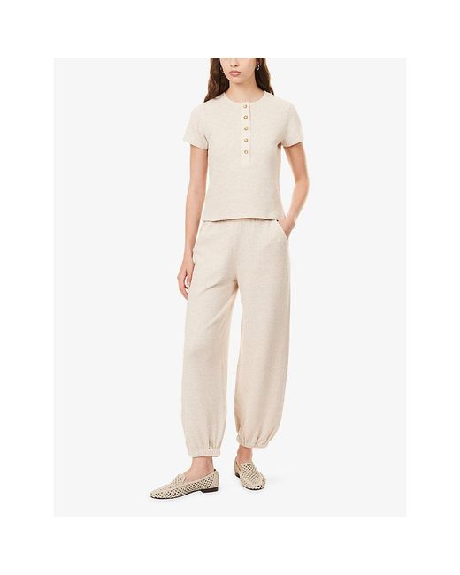 ME+EM Natural Relaxed-Fit Waffle-Knit Cotton-Jersey Jogging Bottoms